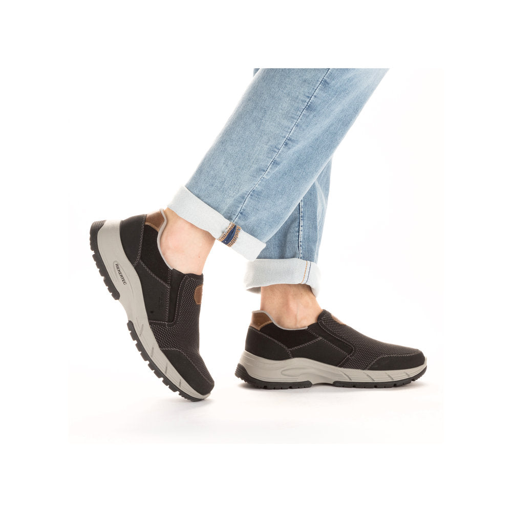 Rieker 19150-00 Black Mesh Combi Slip On Shoes