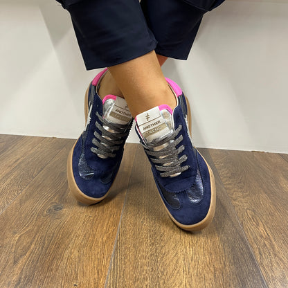 Another Trend A03280D2 Ante+Metal Ocean Navy Silver Pink Trainers