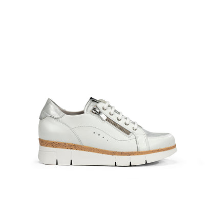 Dorking by Fluchos D9301-SULG White & Silver Lace Shoes with Side Zip