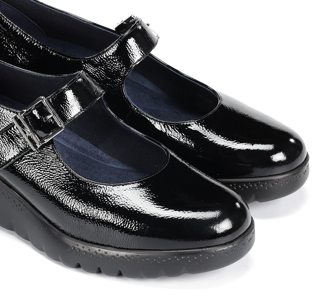 Fluchos F2247 Naplack Black Wedge Mary Jane