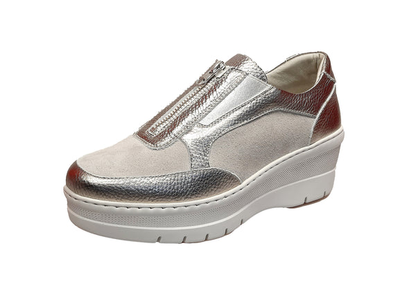 Notton 2157 223 Plata Silver Wedge Shoes with Middle Zip