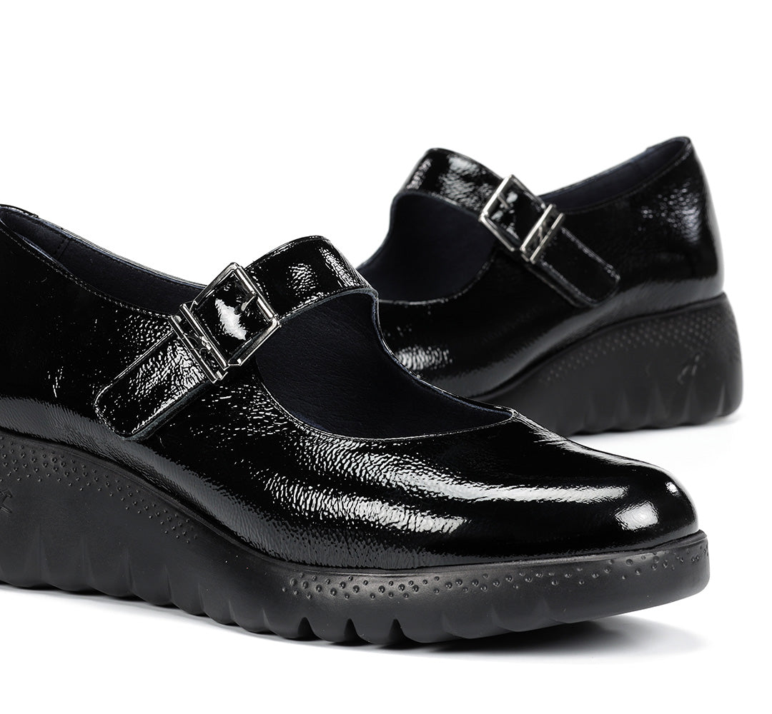 Fluchos F2247 Naplack Black Wedge Mary Jane