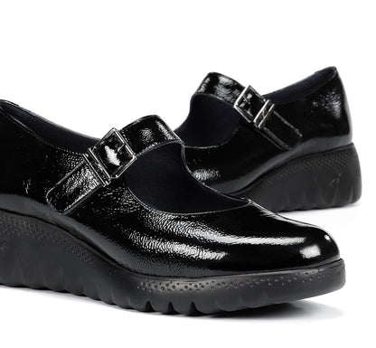Fluchos F2247 Naplack Black Wedge Mary Jane
