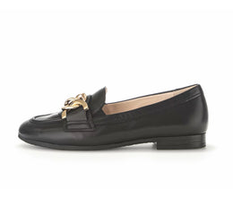 Gabor 22.434.57 Comfort Black & Gold Slip On Loafers