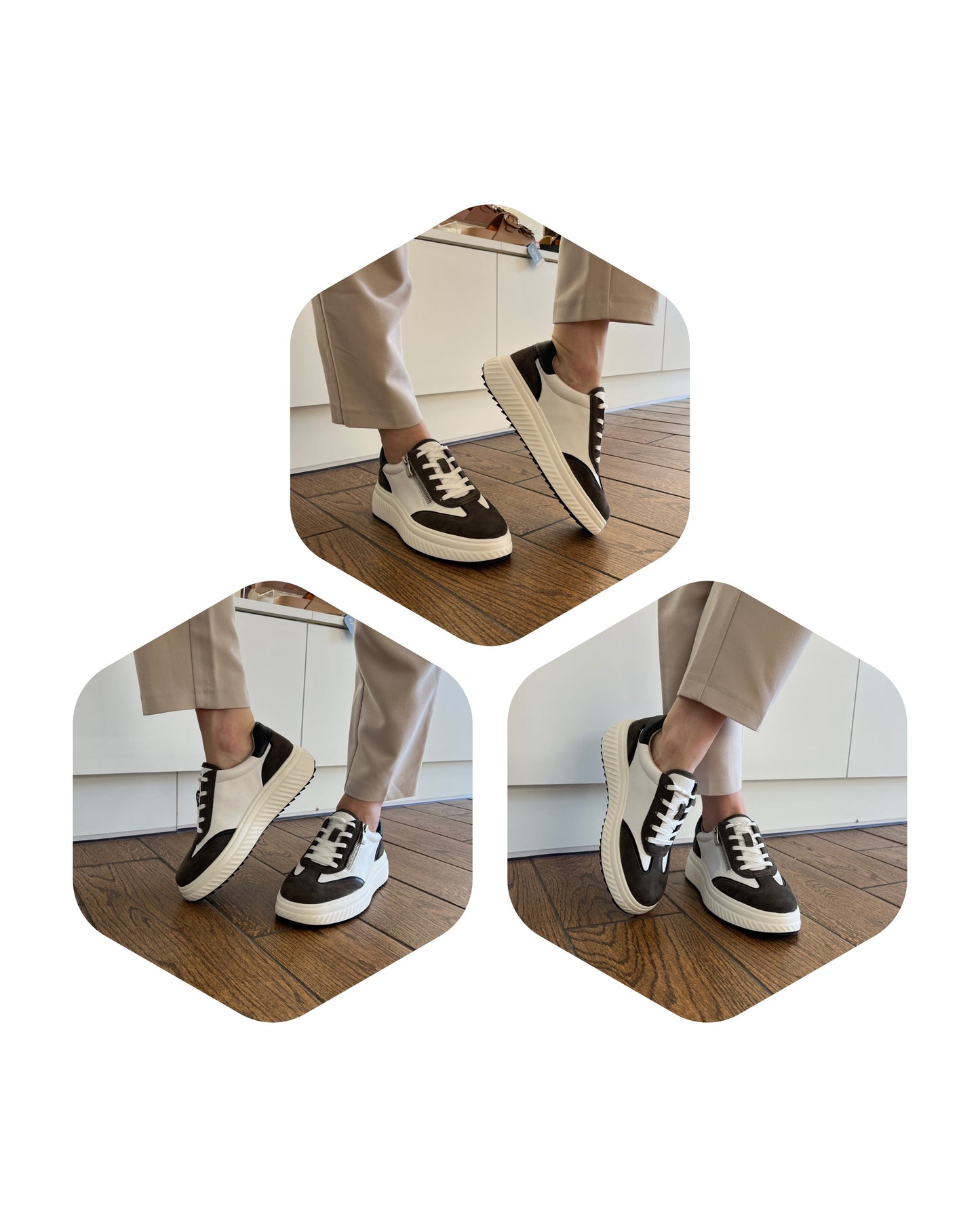 Caprice 9-23600-45 152 White & Grey Combi Trainers