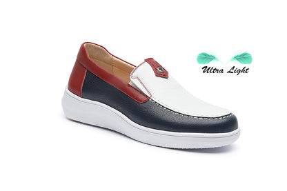G Comfort 25292-1 RT White, Navy & Red Slip On Moccasins