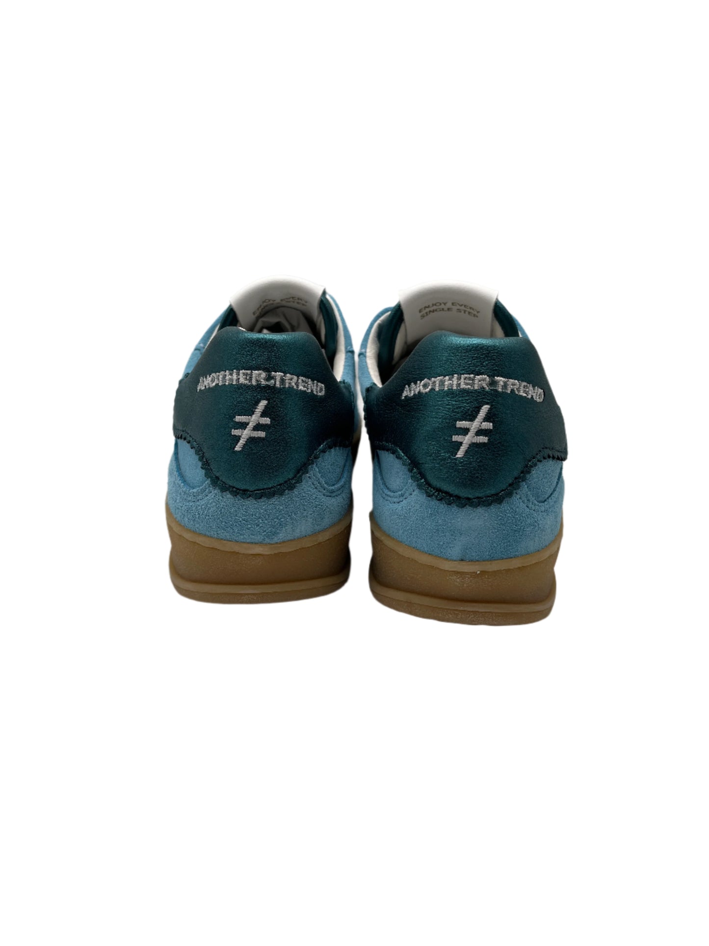 Another Trend A032M367 Light Blue Trainers with White Logo & Teal Heel