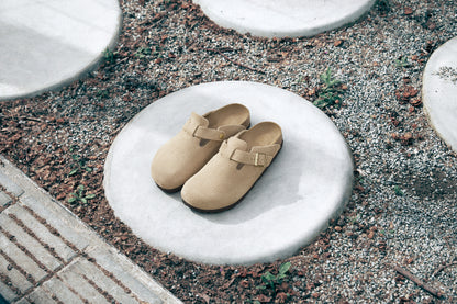 Birkenstock 1030883 Boston BS Suede Leather Sandcastle Clogs