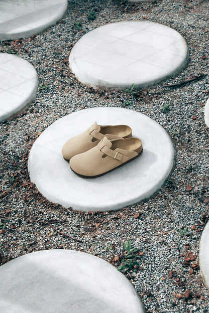 Birkenstock 1030883 Boston BS Suede Leather Sandcastle Clogs