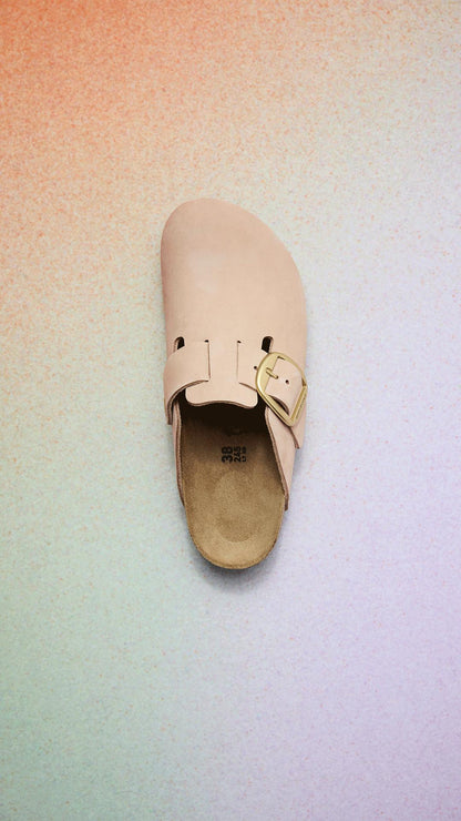 Birkenstock 1028052 Boston Big Buckle Nubuk Leather Sandcastle Clogs