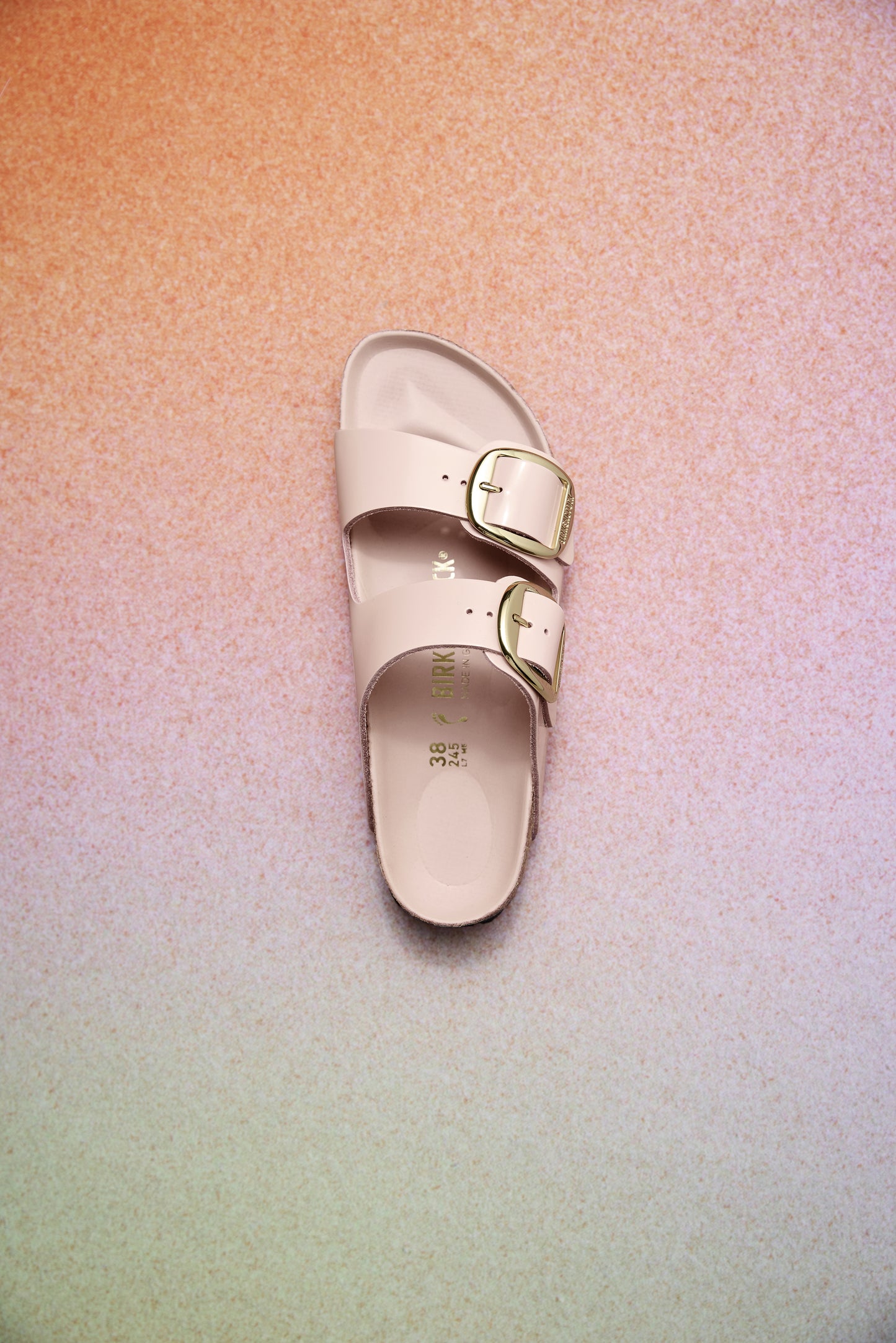 Birkenstock 1029392 Arizona Light Rose Big Buckle Natural Leather Patent High Shine Sandals