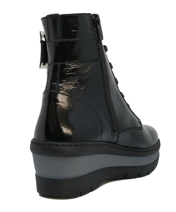 Notton 2657 122 Black Patent Boots with Side Buckle