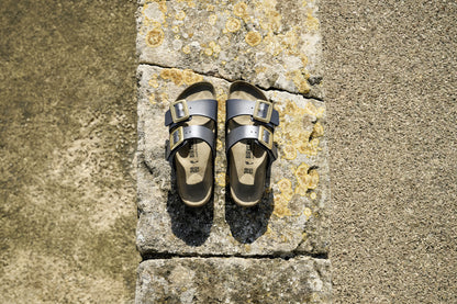 Birkenstock 1031689 Sydney Cushion Buckle Metallic Black Birko Flor Sandals