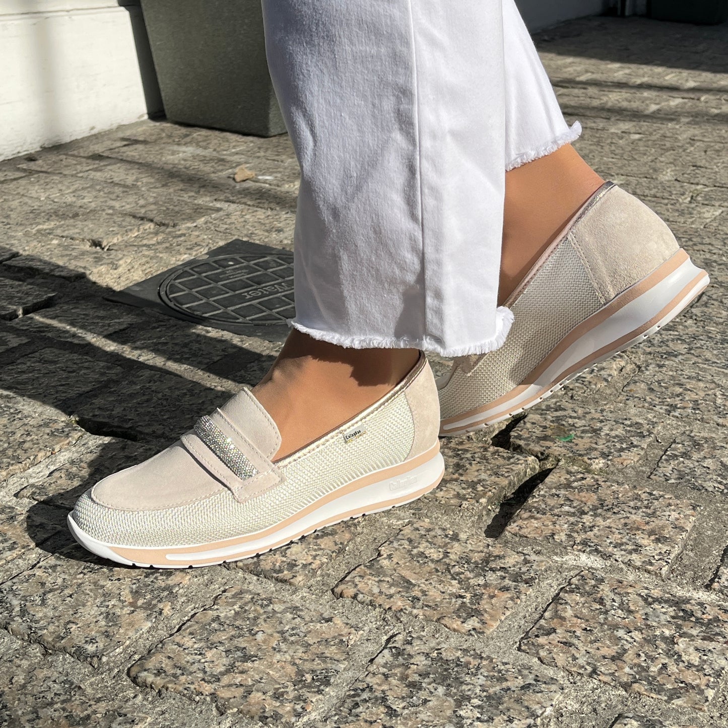 Callaghan 87116 Marfil Nude & Gold Trim Slip On Shoes