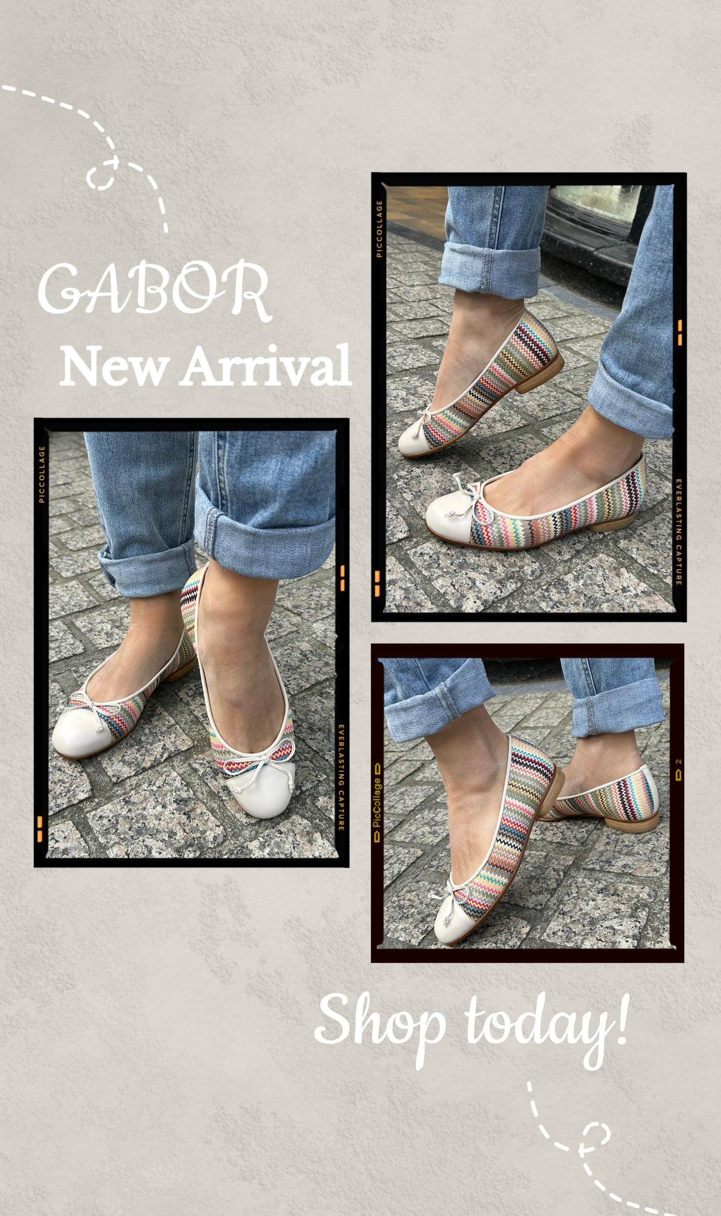 Gabor 85.102.41 Multicolour & Cream Combi F Fit Slip On Pumps