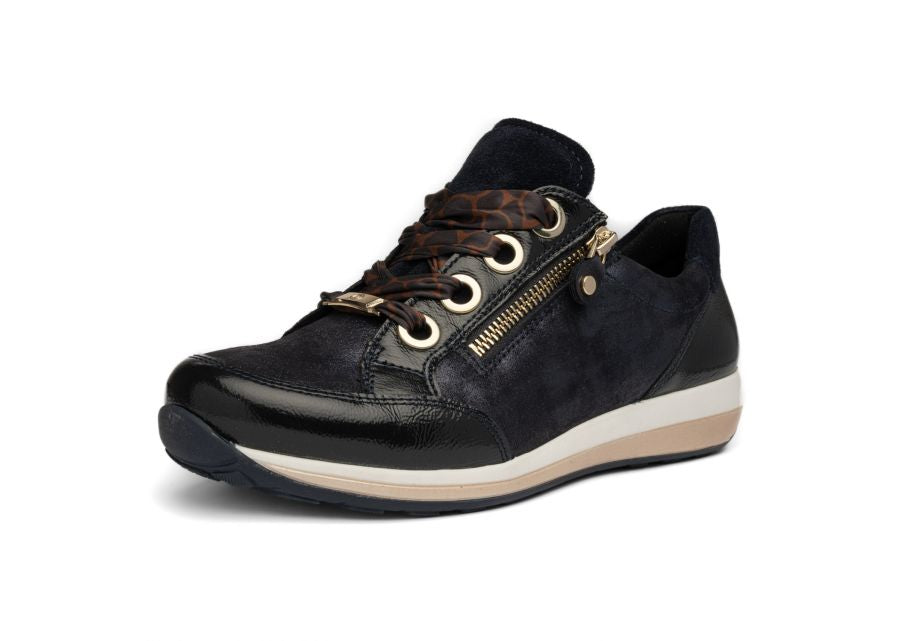 Ara 12-64587 16 Osaka Highsoft Navy Suede with Foil H Fit Trainers