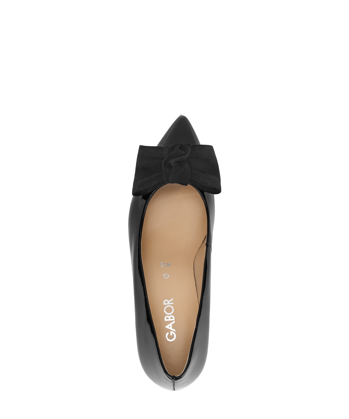 Gabor Comfort 3014.02.002 Black Patent & Suede Bow G Fit Heels