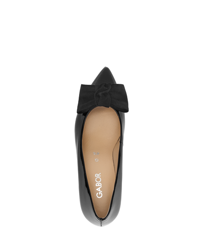 Gabor Comfort 3014.02.002 Black Patent & Suede Bow G Fit Heels