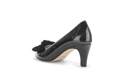 Gabor Comfort 3014.02.002 Black Patent & Suede Bow G Fit Heels