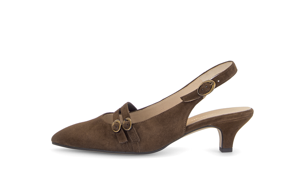Gabor Comfort 3017.02.002 Cacao Brown Suede G Fit Slingback Heels
