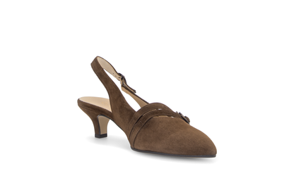 Gabor Comfort 3017.02.002 Cacao Brown Suede G Fit Slingback Heels