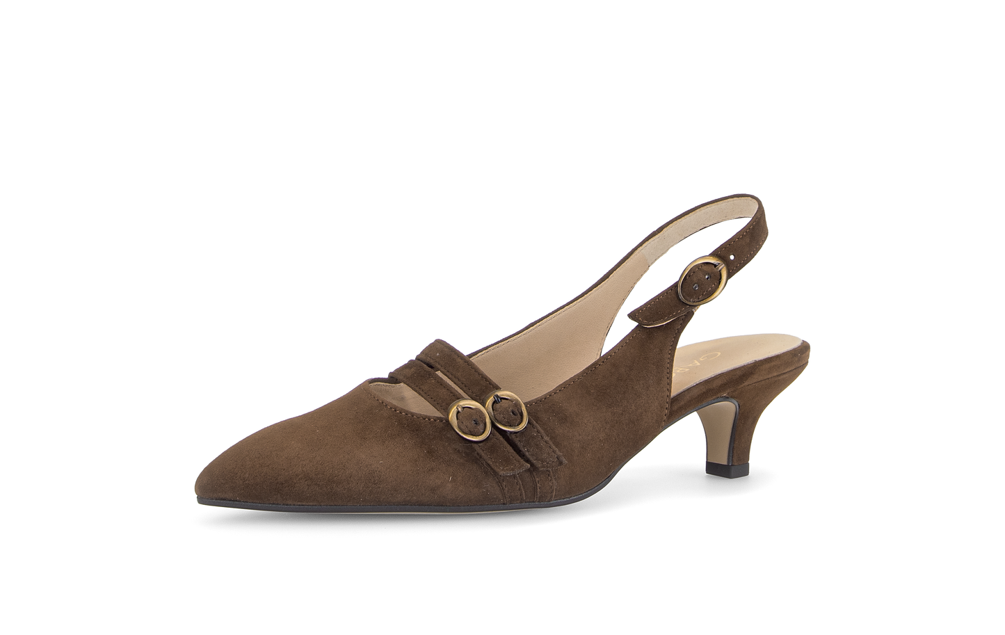 Gabor Comfort 3017.02.002 Cacao Brown Suede G Fit Slingback Heels