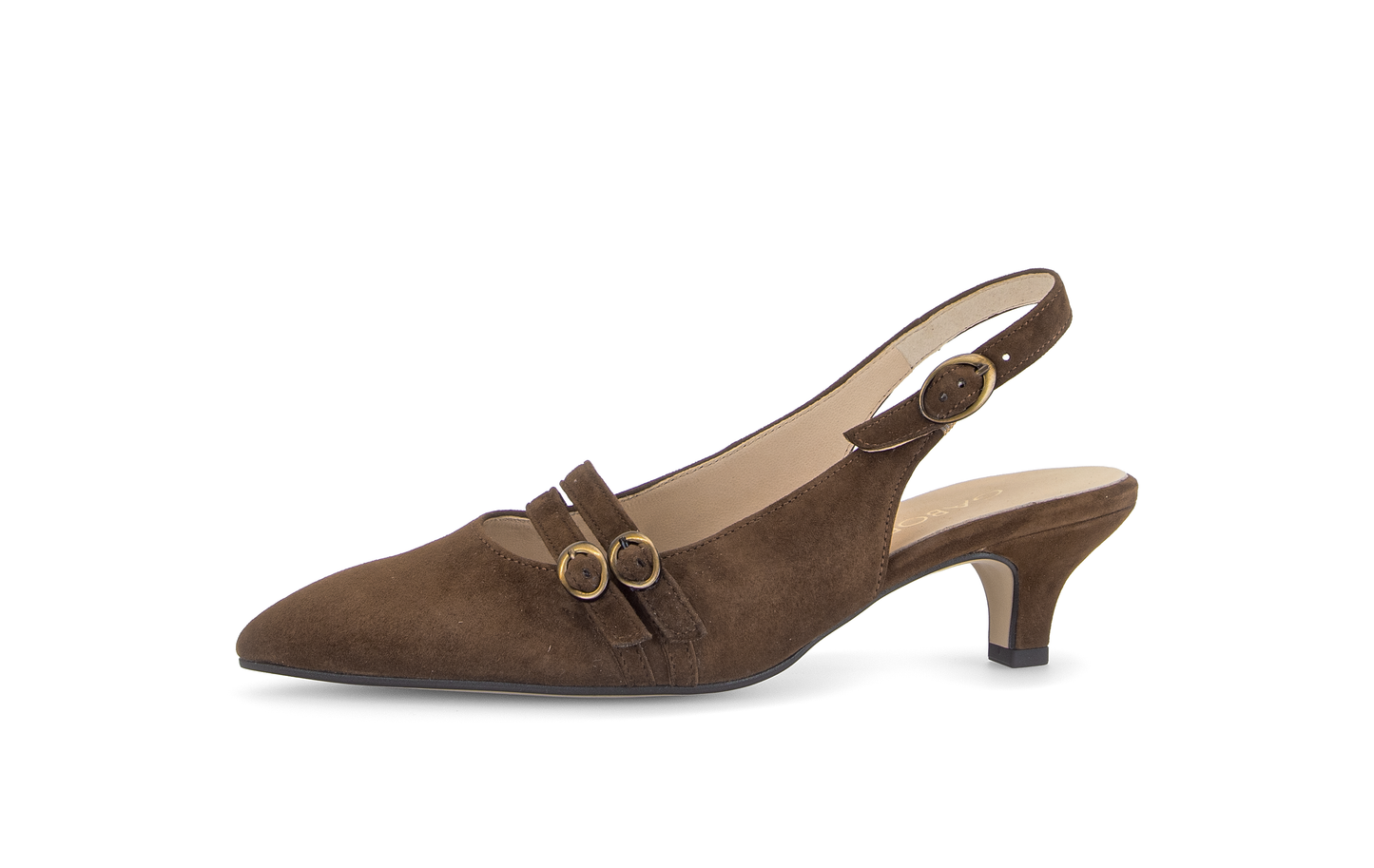 Gabor Comfort 3017.02.002 Cacao Brown Suede G Fit Slingback Heels