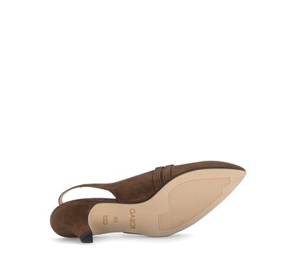 Gabor Comfort 3017.02.002 Cacao Brown Suede G Fit Slingback Heels