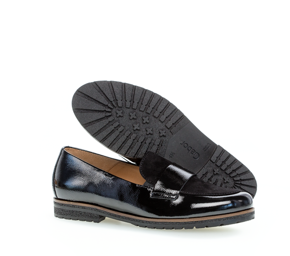 Gabor 32.042.37 Comfort G Fit Black Slip On Loafers