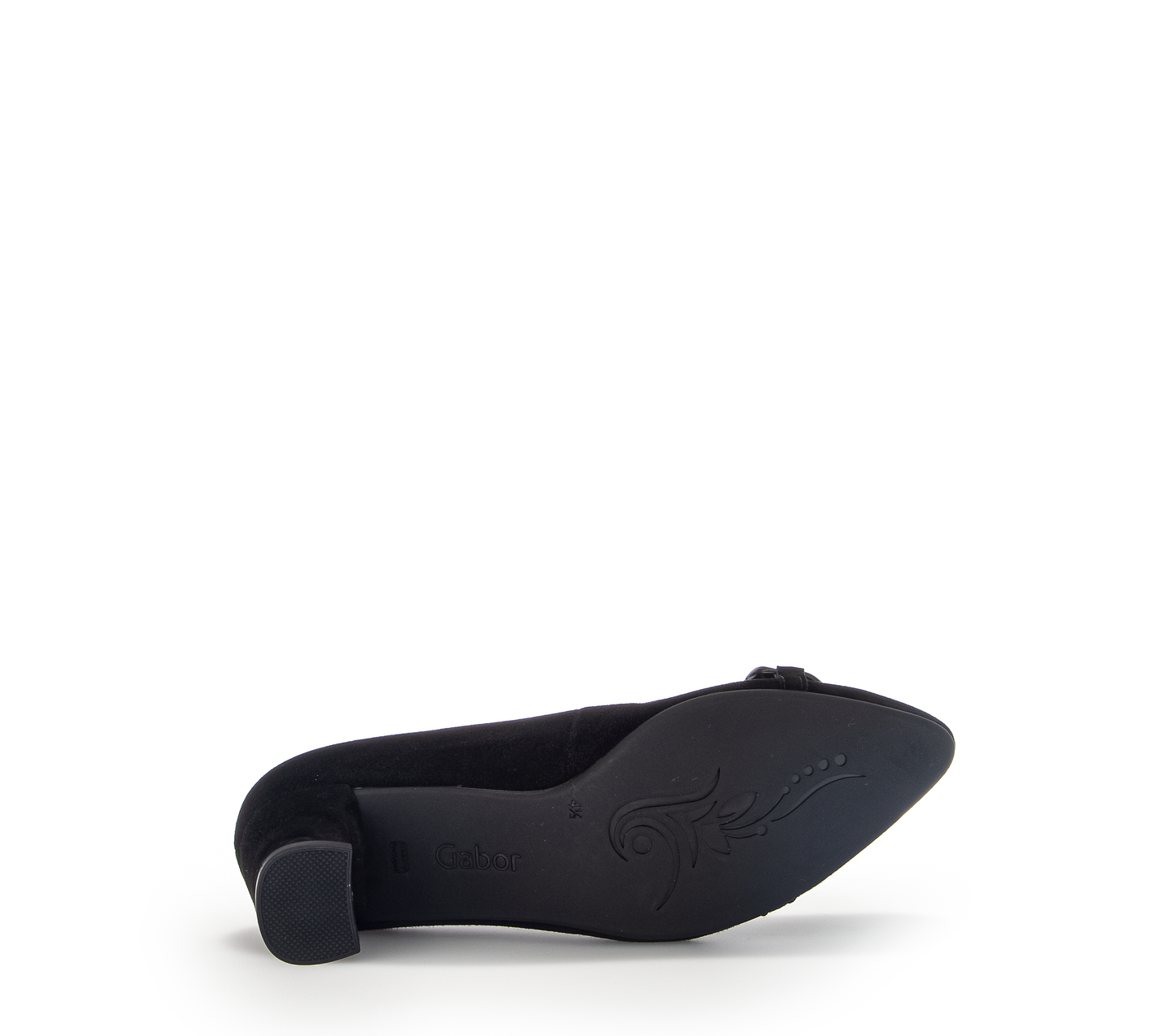 Gabor 32.153.47 Comfort G Fit Black Suede Block Heels with Chain