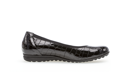 Gabor 32.620.87 Comfort Black Croc Slip On Pumps