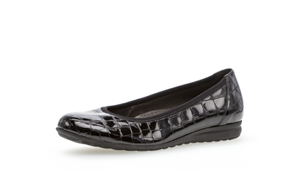 Gabor 32.620.87 Comfort Black Croc Slip On Pumps