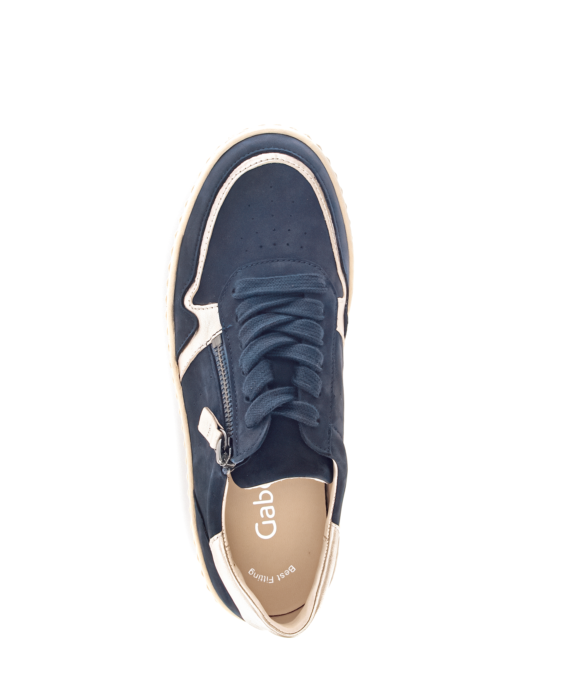 Gabor 33.202.16 Navy Blue Light Gold Trainers with Zip Tan Sole
