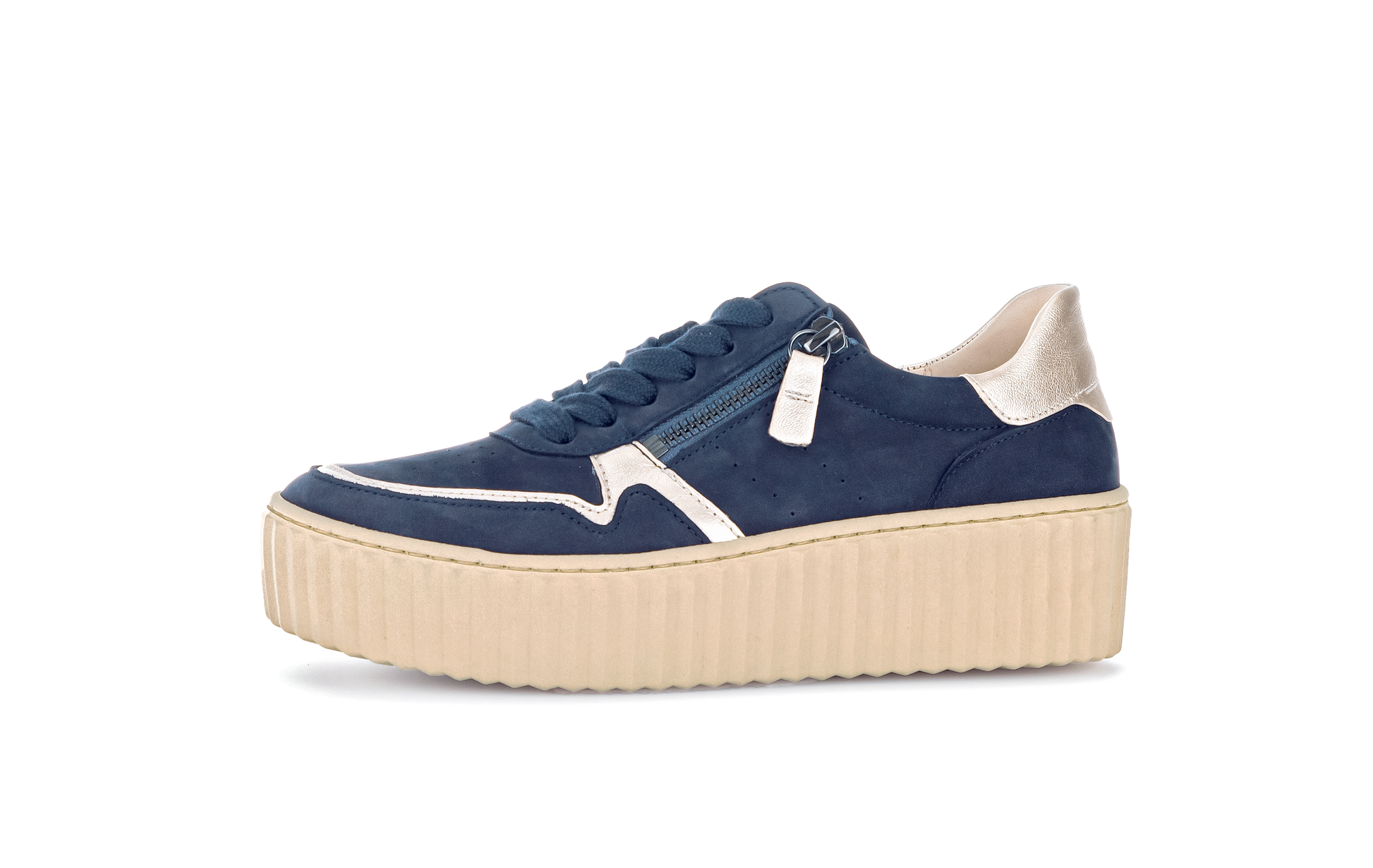 Navy and sale gold trainers