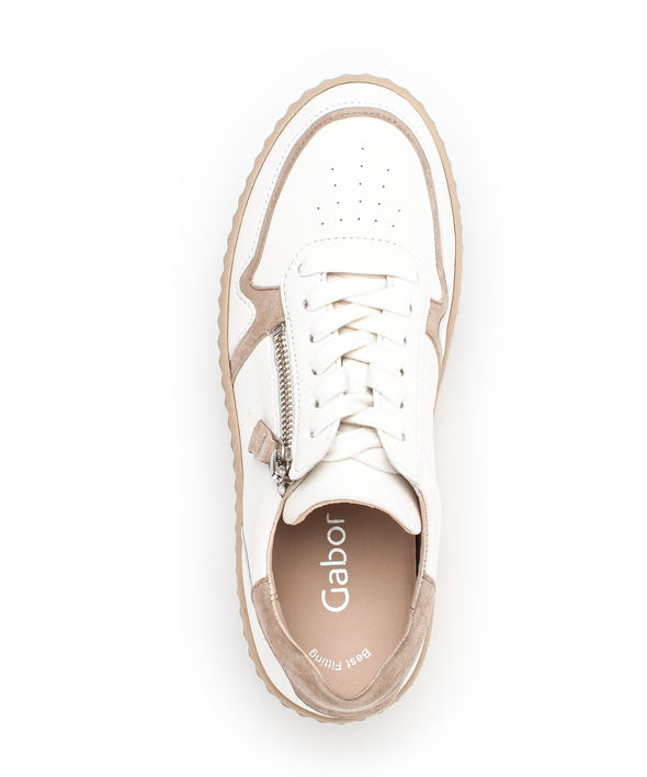 Gabor 33.202.20 Off White & Desert Tan Sole Trainers with Zip