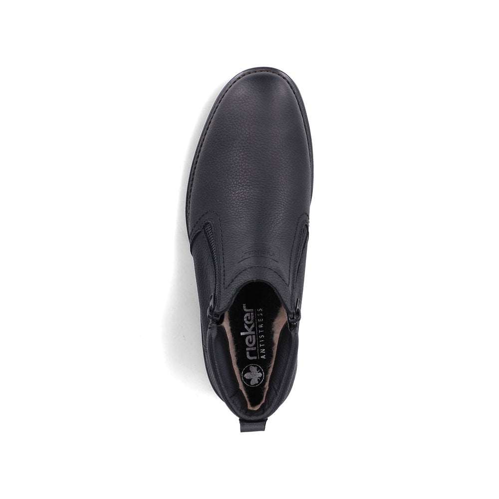 Rieker TEX 33452-00 Black Zip Boots with Lambswool Lining