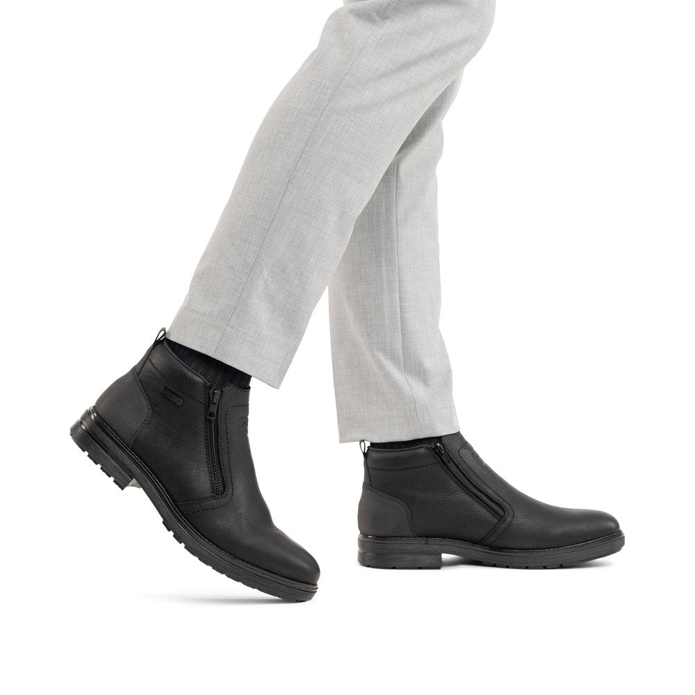 Rieker TEX 33452-00 Black Zip Boots with Lambswool Lining