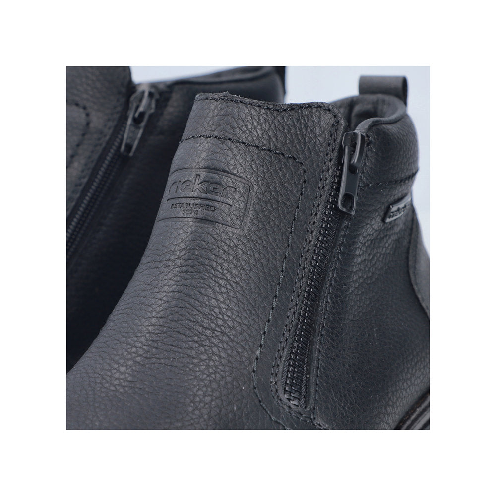 Rieker TEX 33452-00 Black Zip Boots with Lambswool Lining