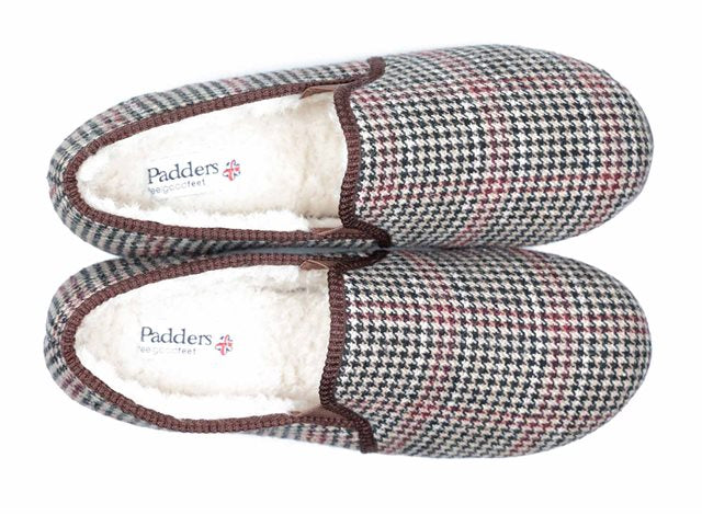 Padders 3436/2286 Albert 2 Brown Check Hounds Tooth Slippers