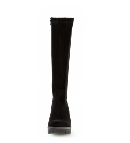 Gabor 34.789.47 Black Suede Wedge M-Stretch High Bootsm