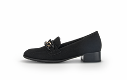 Gabor 35.281.17 Black Suede Slip On Moccasins with Chain