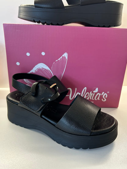 Valeria's 2621 Black Comfort Sandals