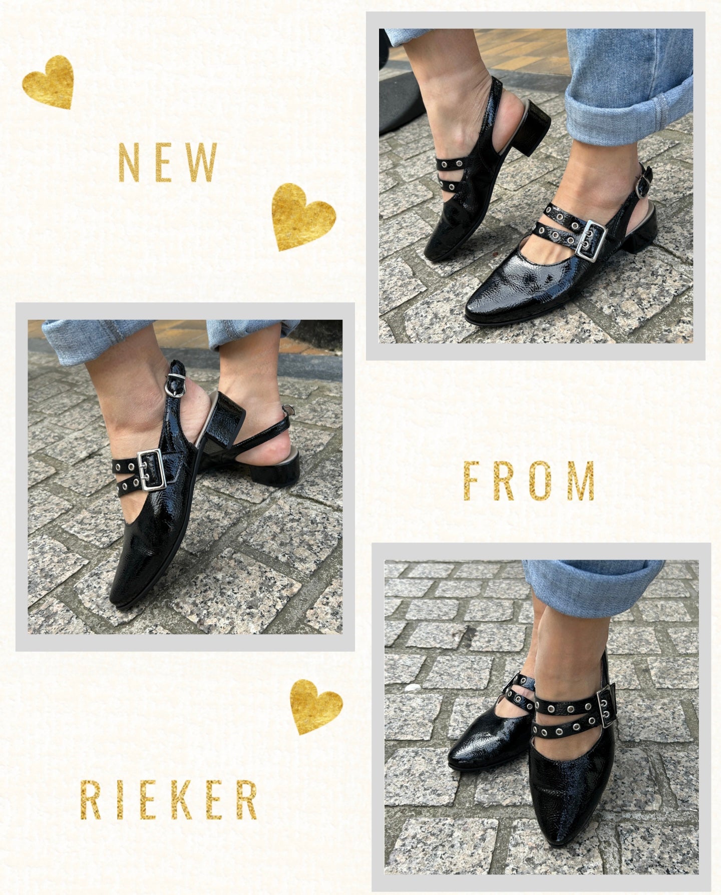 Rieker 47071-00 Black F 1/2 Fit Slingback Low Heels