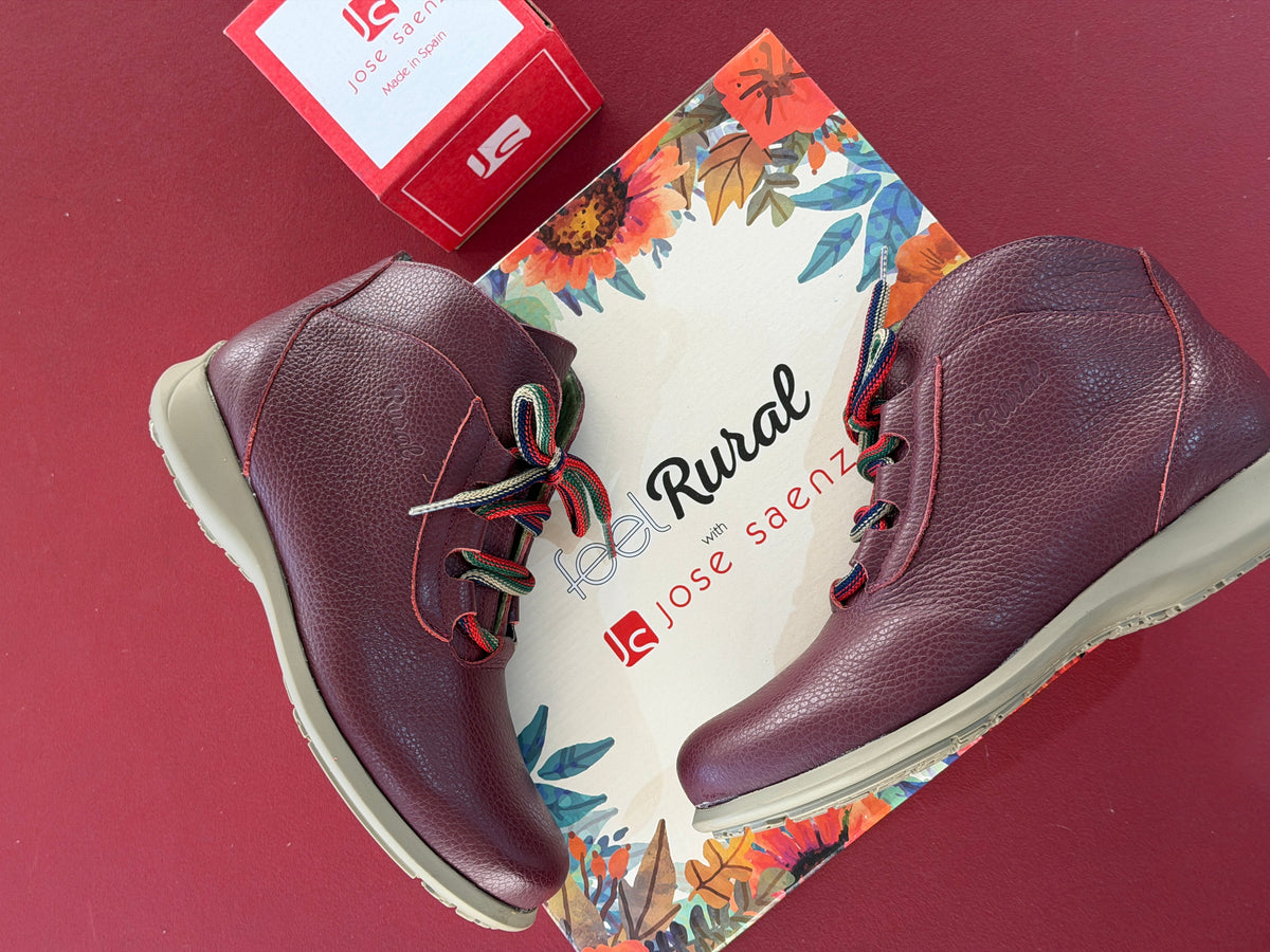 Jose Saenz 2082 Rural Bogota Vino Burgundy Rural Gold Ankle Boots