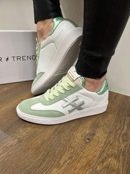 Another Trend A0387058 White Trainers with Mint Green Detail