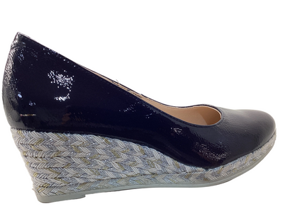Jose Saenz 6019 Navy White, Silver & Champagne Gold Wedges