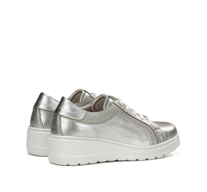 Fluchos F1997 Alumin Plata Silver Lace Shoes with White Sole & Side Studs