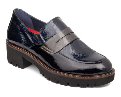 Callaghan 13447 Navy & Black Patent Slip On Shoes