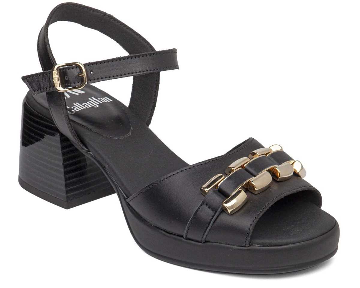 Callaghan 33503 Black Block Heel Slingback Sandals