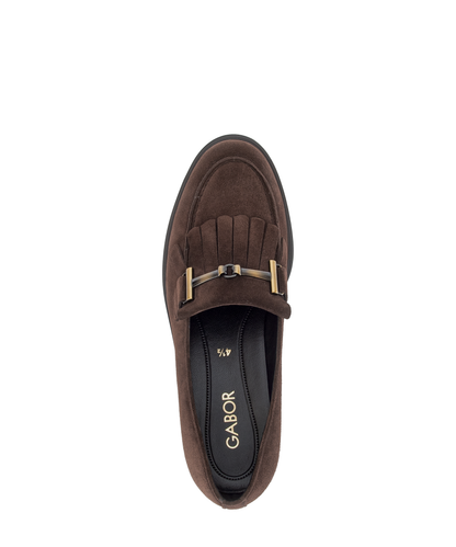Gabor 4011.02.002 Cacao Brown Suede Slip On Moccasins